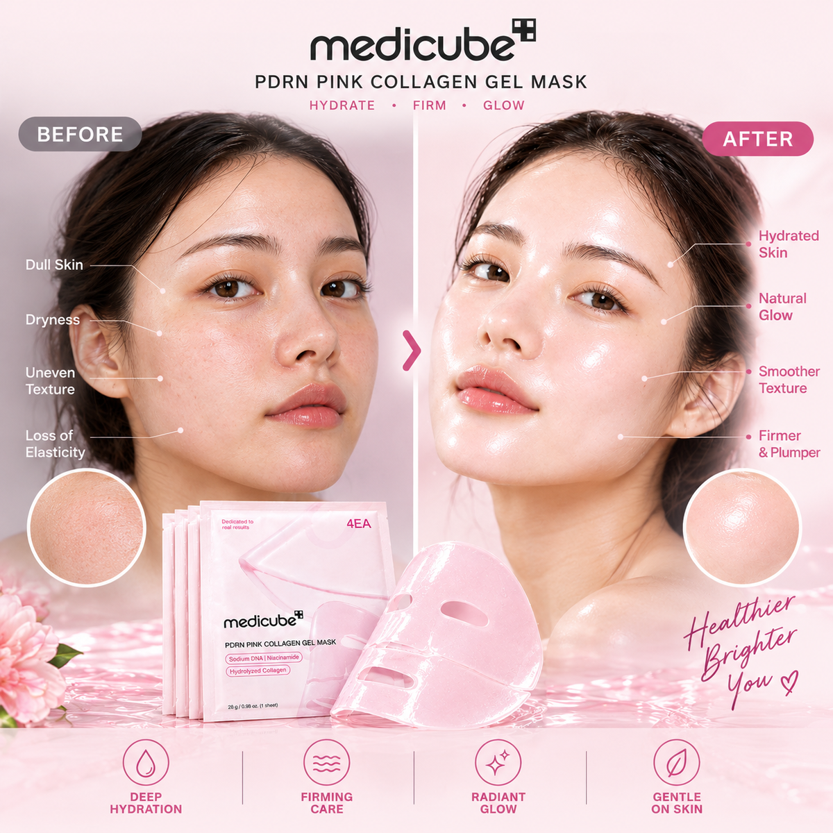 Medicube PDRN Pink Collagen Jelly Gel Mask – Korean Glass Skin Hydrating & Firming Face Mask